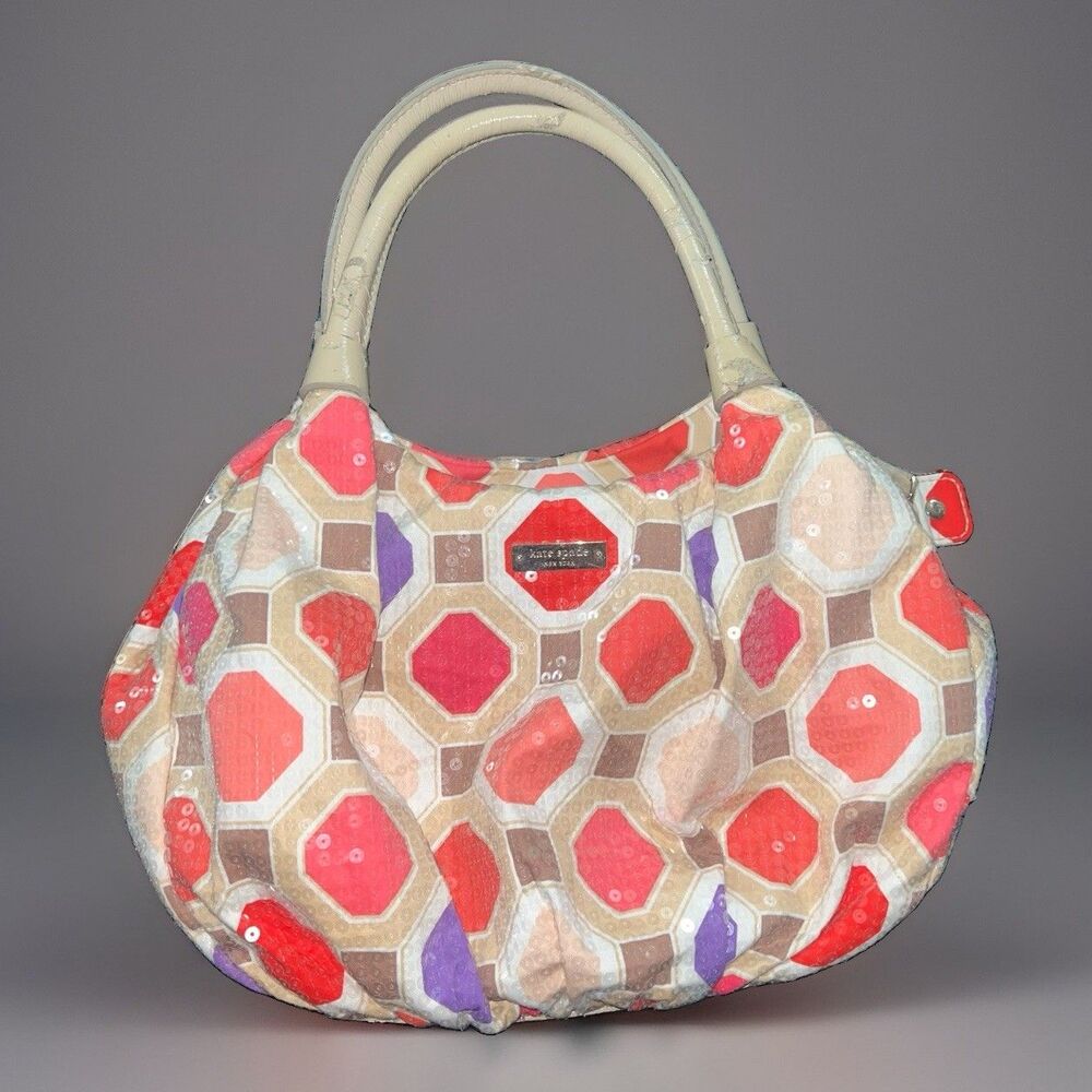 Kate Spade Karen Hobo Multicolored Geometric Iridescent Sequin Bag NEEDS REPAIR